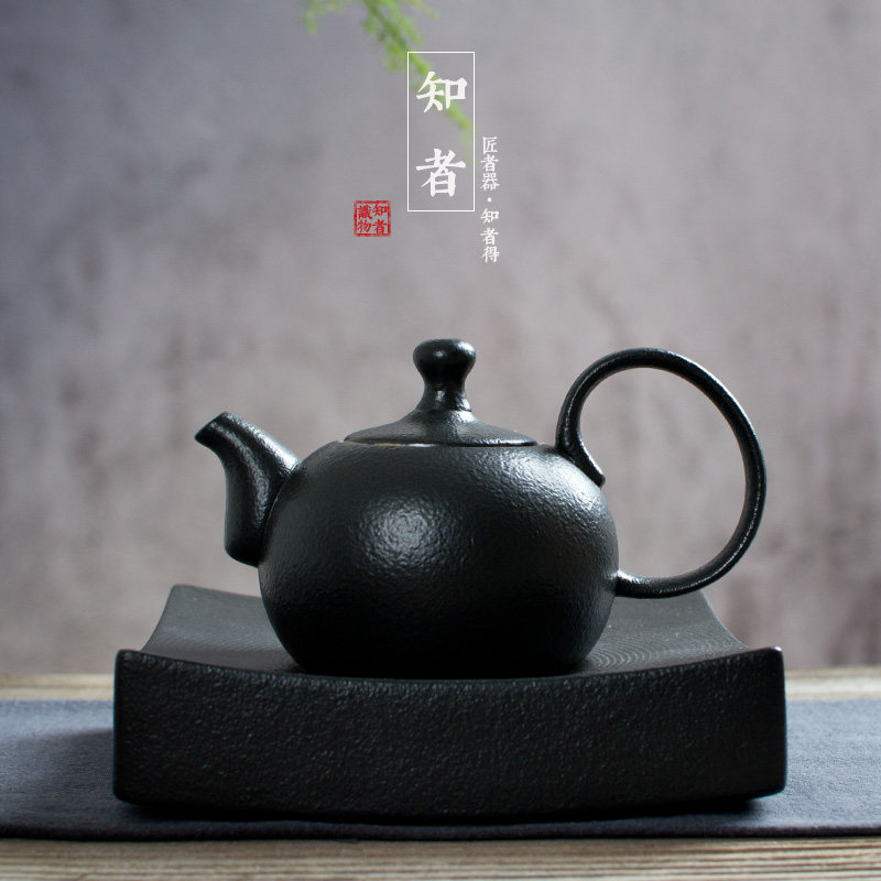 知者 禅风黑茶壶 古韵味黑陶泡茶器 粗陶功夫茶具手工复古壶单壶