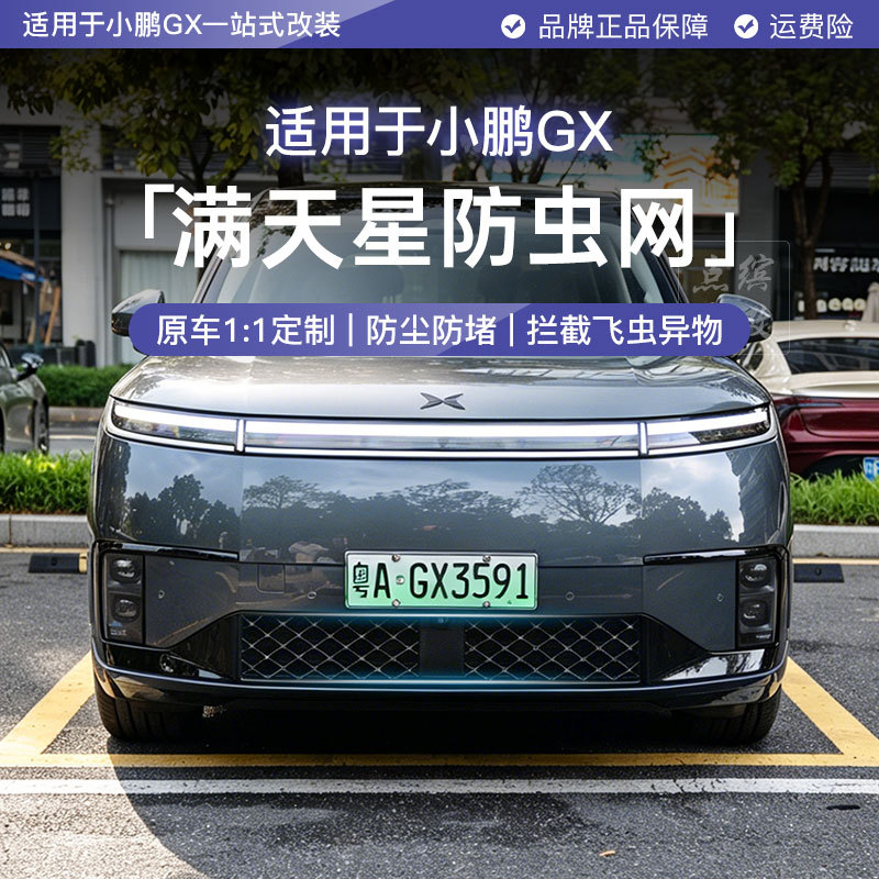 适用于小鹏GX满天星防虫网ABS塑料黑化汽车前脸粘贴饰条改装饰品