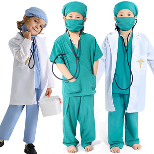 万圣节儿童服装男女童cosplay医院工作服科学实验医护人员演出服