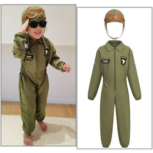 万圣节儿童服装男女童飞行员cos服扮演空军战衣战斗机飞行员衣服