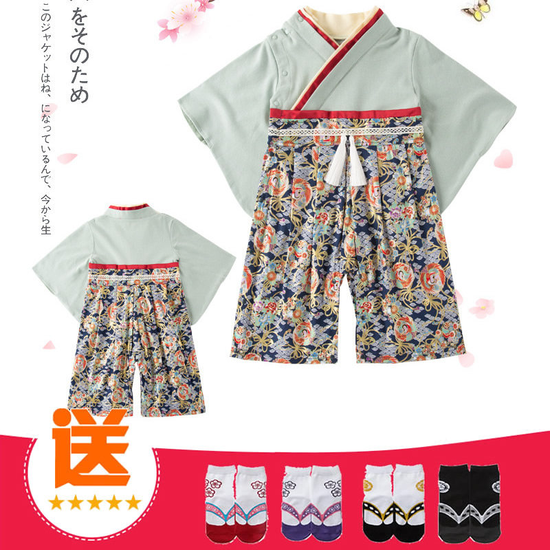婴儿连体衣服春秋长袖爬服男女宝宝日系和服纯棉儿童日本连体哈衣