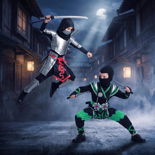 万圣节男童忍者武士隐身衣演出服
