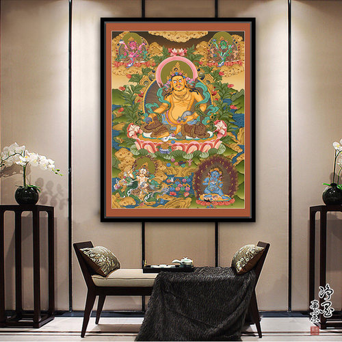 西藏唐卡五路财 神中式客厅玄关书房佛堂禅意茶室装饰画挂轴画 - 封面