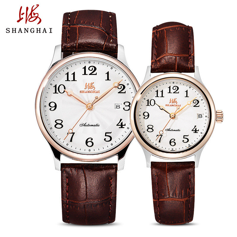 上海表 情侣手表情侣款 一对 手表女机械表全自动男士手表品牌624