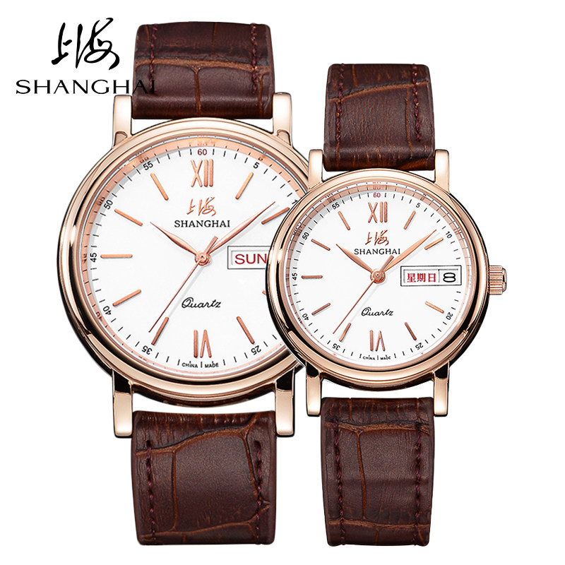 正品上海表潮流男表皮带女表时尚百搭休闲男士手表石英情侣表0132