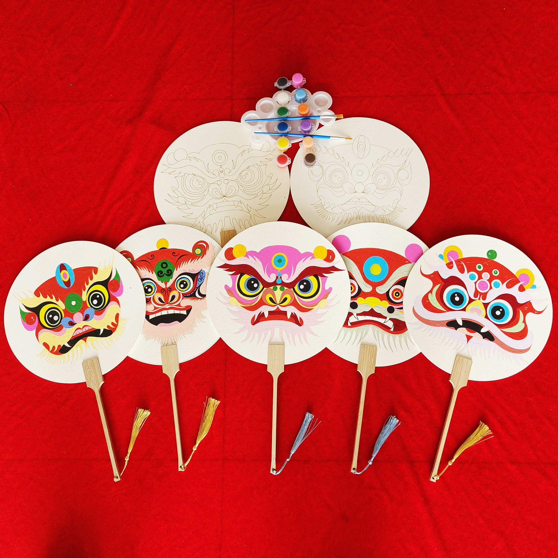 空白团扇空白宣纸扇带纹路宣纸扇