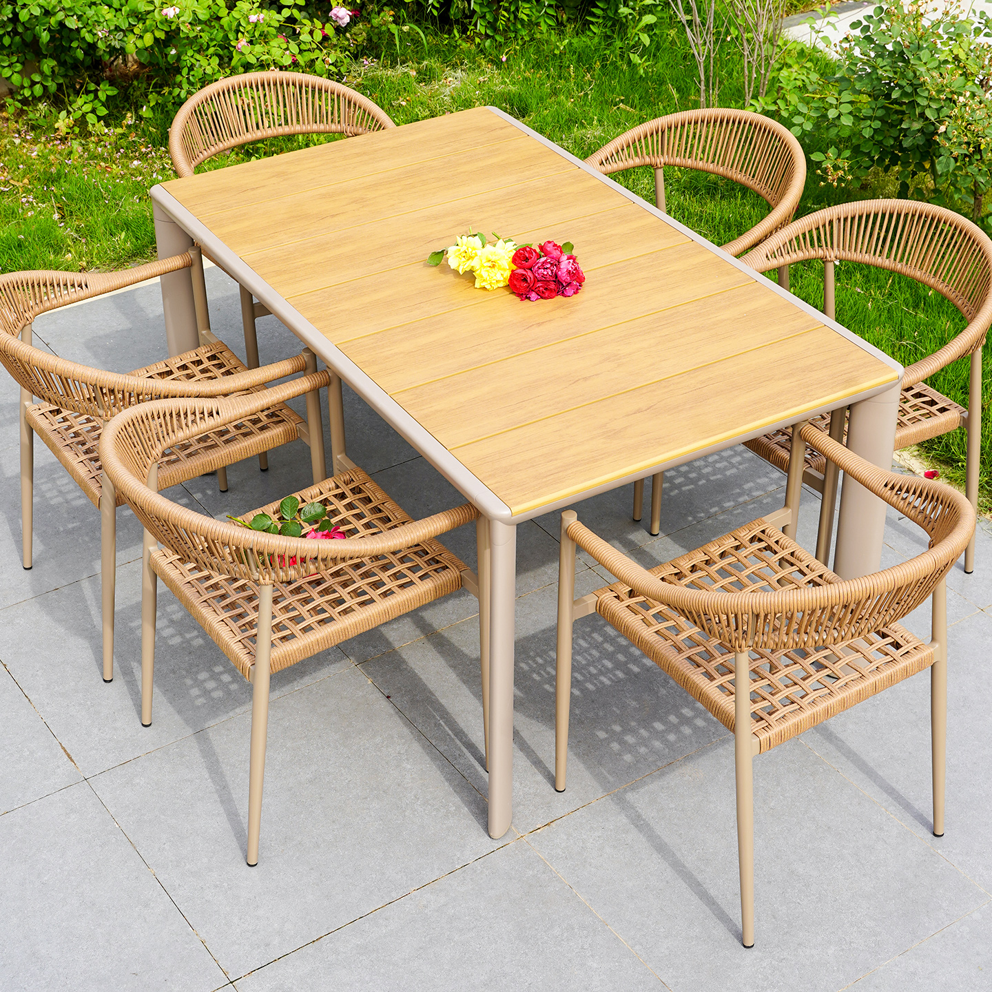 户外防水防晒防腐木藤椅组合