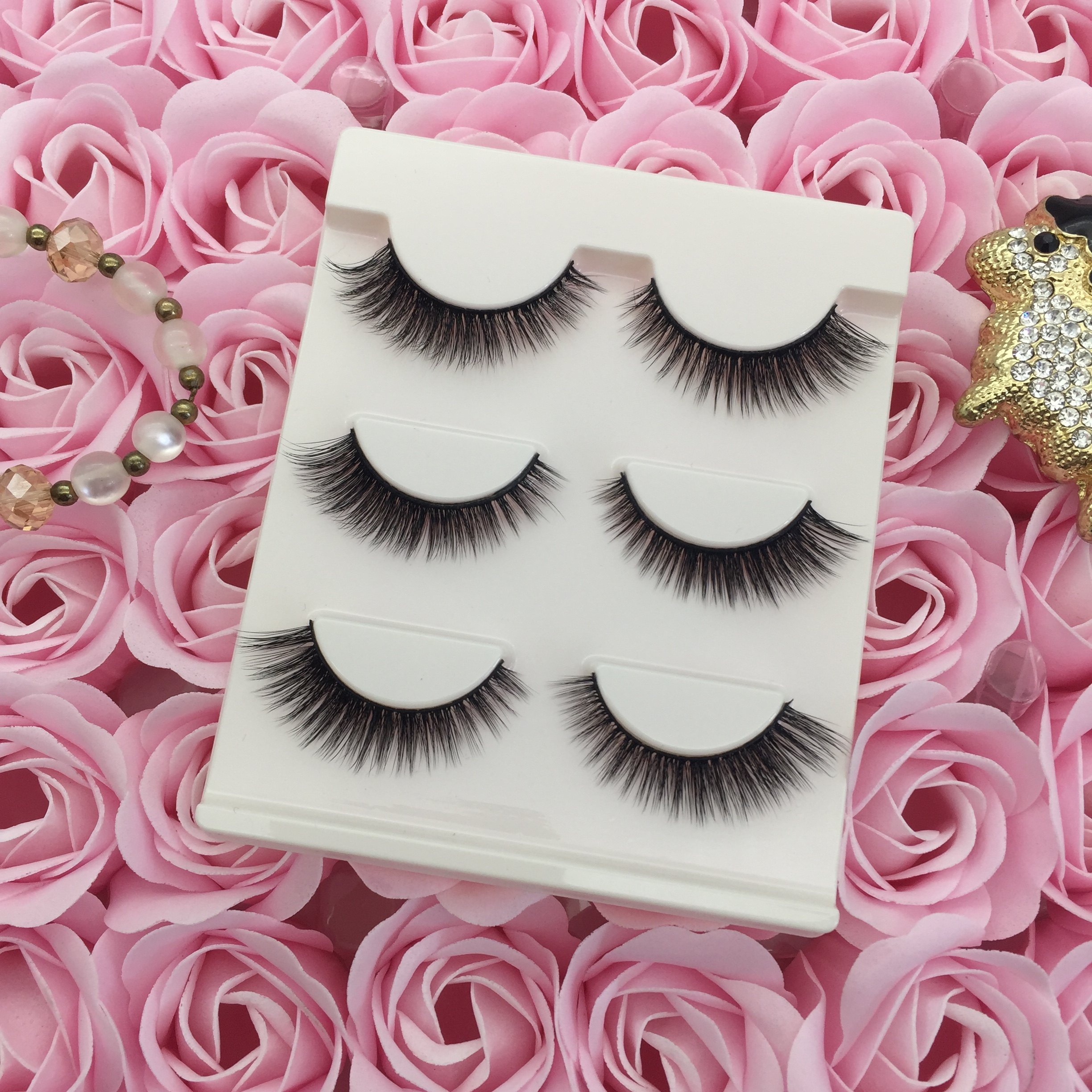 3D假睫毛12前短后长浓密短款自然 仿真眼尾加 长睫 毛磨尖眼睫毛