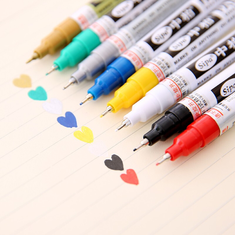 防水不褪色油性记号笔黑diy白色