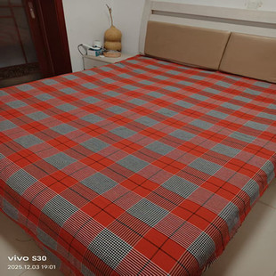 喜庆加厚款经典老粗布双人床单大炕单250x250cm300x250cm 7尺x7尺
