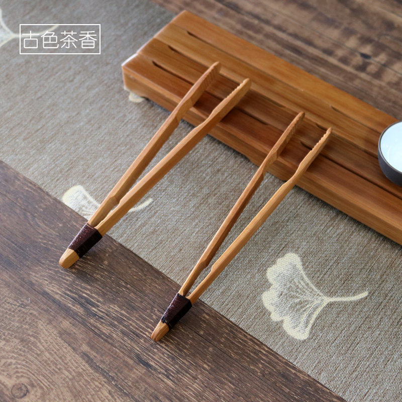 全手工竹制茶夹子竹杯夹子茶道镊子功夫茶具零配六君子绕线茶夹