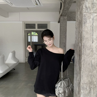 MT·33-26年春款斜肩长袖纯色长袖T恤8825