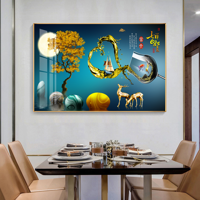 餐厅2021年新款轻奢风格单幅壁画