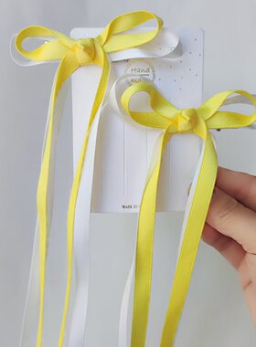 黄色长飘带蝴蝶结发夹