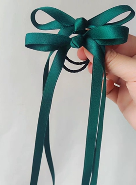 韩式墨绿色蝴蝶结发圈