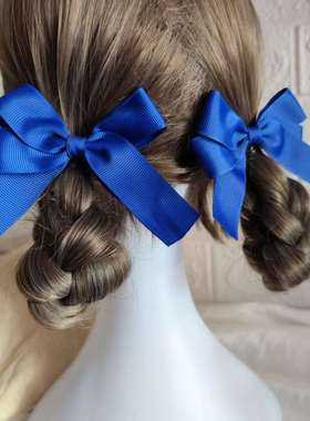 宝蓝色儿童学院风班服校服蝴蝶结对夹发圈学生少女节日表演头饰品