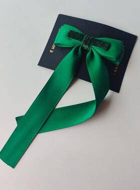绿色儿童手工发饰蝴蝶结发夹