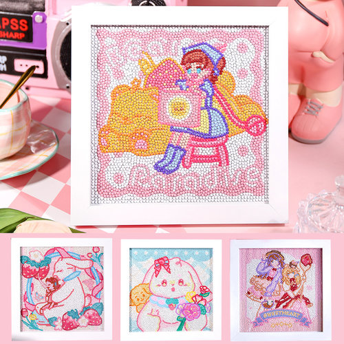 儿童钻石贴画手工diy制作少女心带框黏贴画送女朋友生日七夕礼物