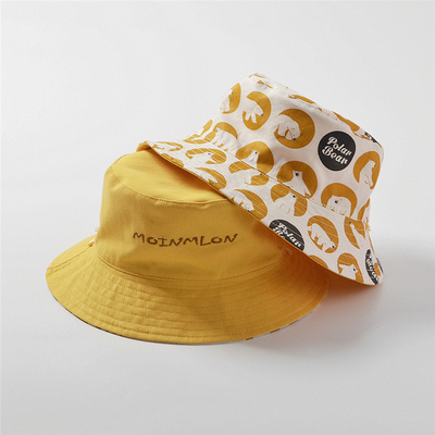 春秋薄款女宝宝双面大檐婴儿帽子