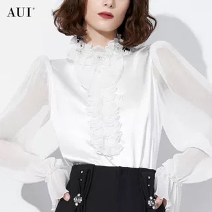 AUI「普罗旺斯」白色御姐气质衬衫 高级感衬衣上衣 女2025春季 新款