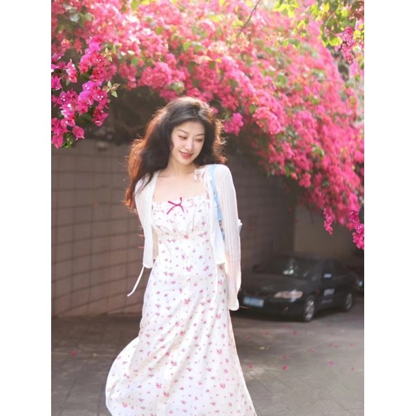 【商场同款】甜美仲夏蔷薇连衣裙2023年夏季碎花吊带裙C2FAD2206