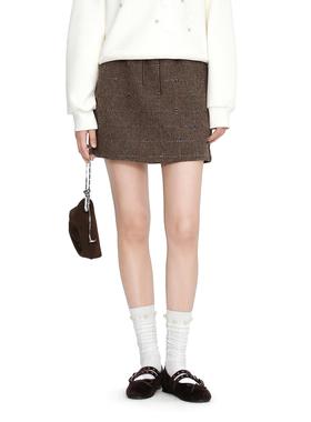 【商场同款】甜美亮丝小A短裙春季新款抽绳小香风半身裙C1GEG1140