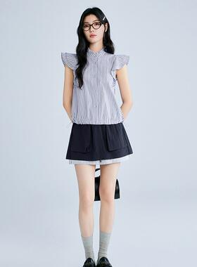 【商场同款】活力撞色A字短裙夏季工装大口袋半身裙C2GEF2315