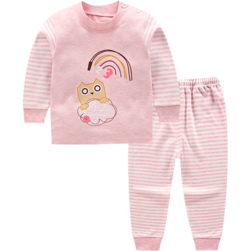 AUTUMN NEW STYLE CHILDRENS COLORED COTTON SUITS SOFT COLORED COTTON UNDERWEAR SUITS CHILDRENS AUTUMN CLOTHES AND LONG PANTS TWO-PIECE