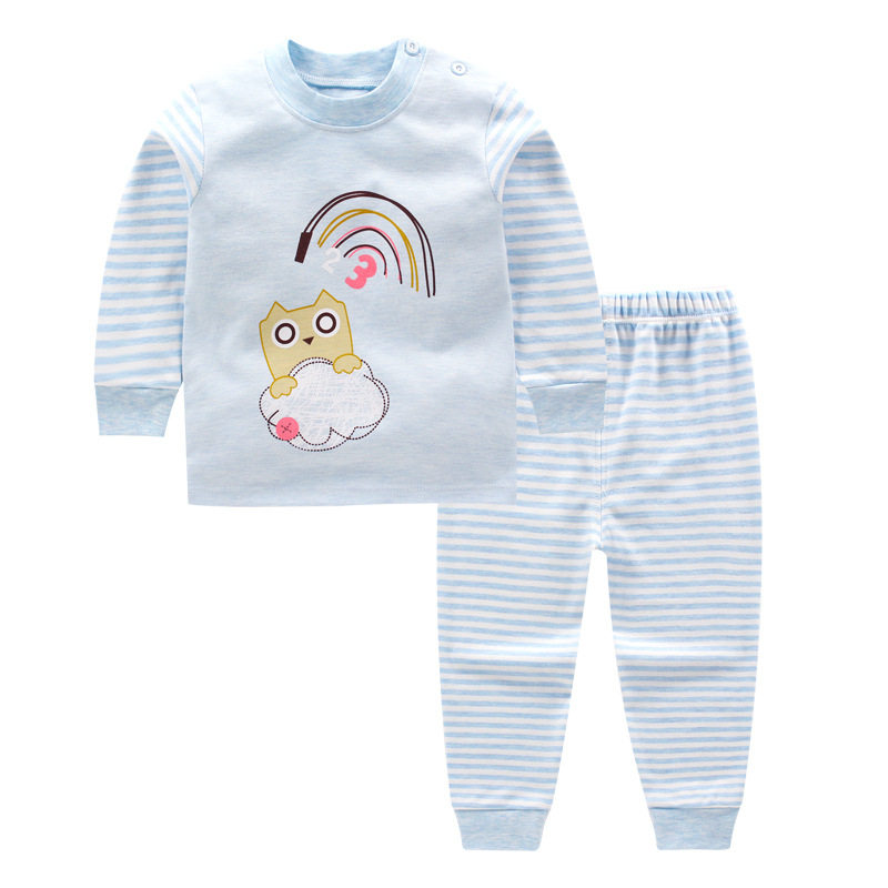 AUTUMN NEW STYLE CHILDRENS COLORED COTTON SUITS SOFT COLORED COTTON UNDERWEAR SUITS CHILDRENS AUTUMN CLOTHES AND LONG PANTS TWO-PIECE