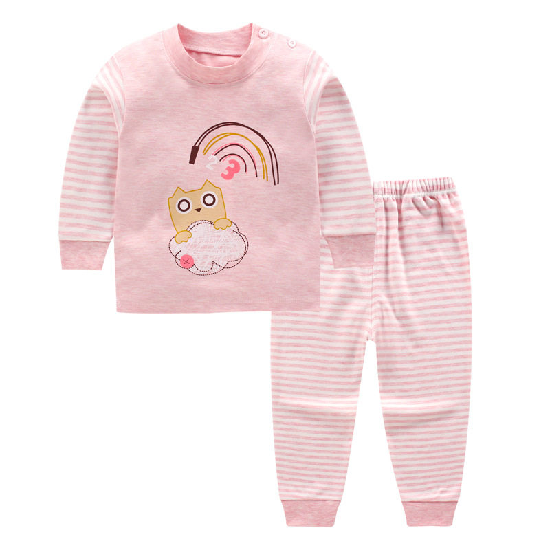 AUTUMN NEW STYLE CHILDRENS COLORED COTTON SUITS SOFT COLORED COTTON UNDERWEAR SUITS CHILDRENS AUTUMN CLOTHES AND LONG PANTS TWO-PIECE