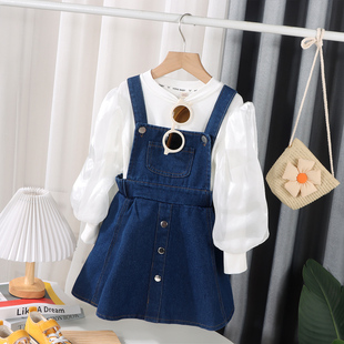 女童背带裙秋装儿童裙子秋天洋气吊带裙宝宝牛仔半身裙女孩连衣裙
