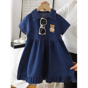 夏季女童韩版公主裙夏装童裙子女宝宝短袖牛仔连衣裙 爆款软牛仔