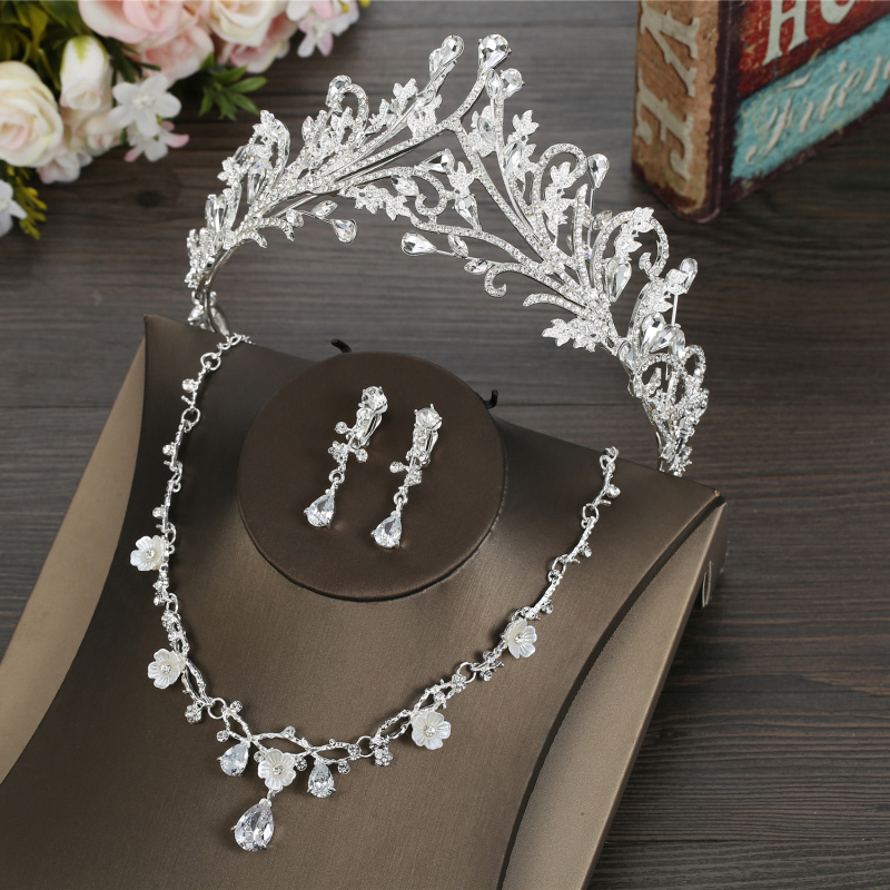 轻奢发饰皇冠生日耳环套装婚纱