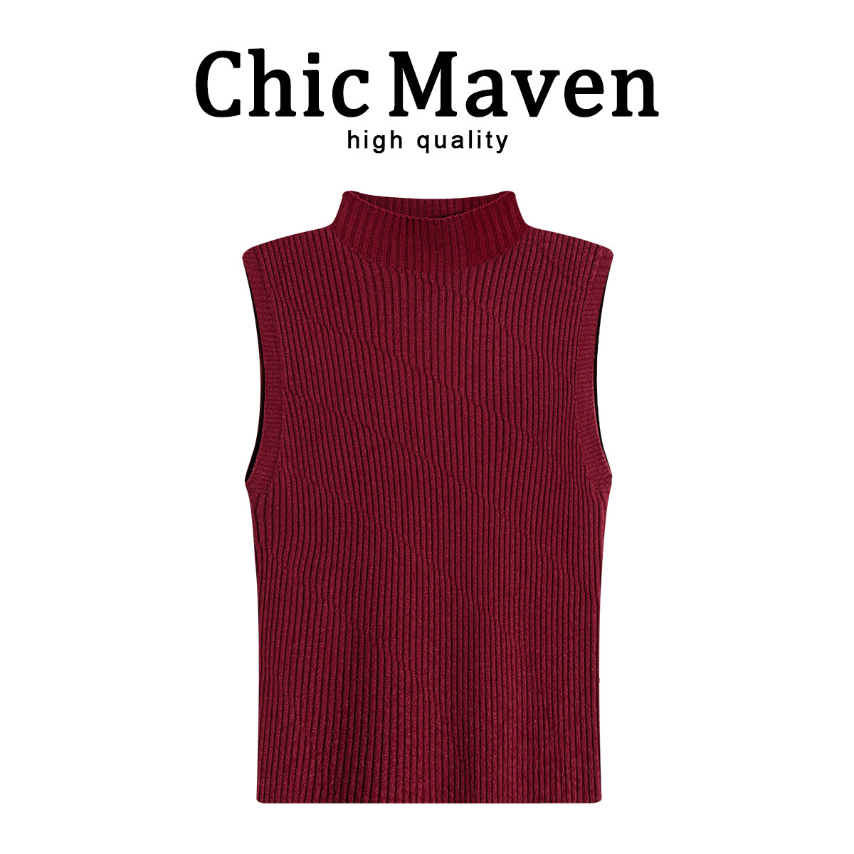 Chic Maven复古半高领无袖针织背心女秋冬修身显瘦百搭内搭上衣服,女装/女士精品,背心吊带,淘宝优惠券,粉丝福利购,淘宝优惠卷