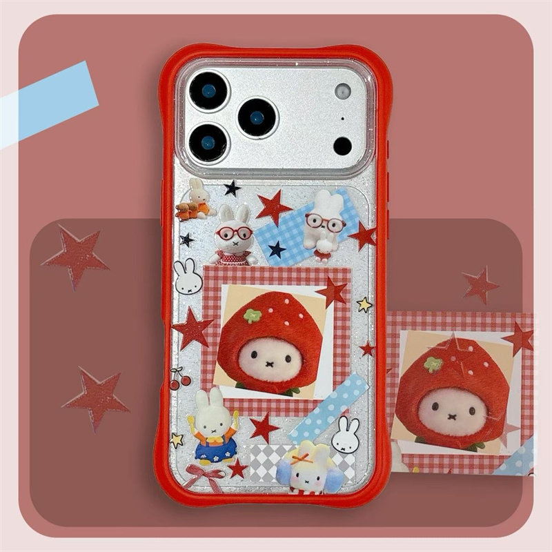 日韩超萌星星相框小兔子适用苹果17手机壳少女心15promax高级感保护套14pro防摔iPhone16女款
