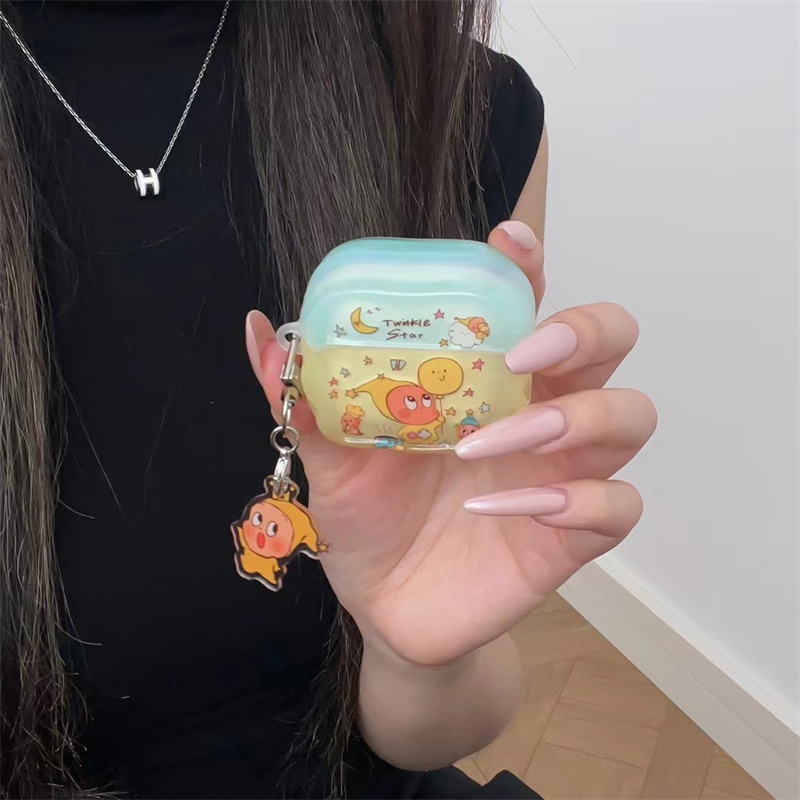 ins日韩可爱气球星星人卡通苹果1蓝牙2代适用耳机壳airpods3女款pro2代挂饰airpods4代少女心保护套