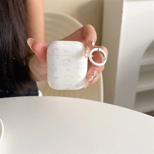 ins萌系卡通彩色小熊可爱苹果1蓝牙2代适用指环耳机壳airpods3女款pro2高级感airpods4代pro3代保护套