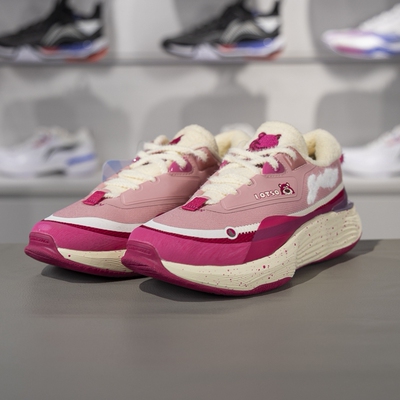 李宁女子休闲鞋2023冬季草莓熊SOFT WARM舒适保暖运动鞋AGLT234