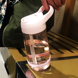 简约塑料防摔杯子 韩国吸管水杯便携成人孕妇网红ins男女学生个性