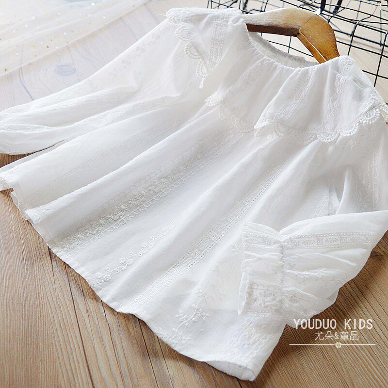 Super wild~girl pure cotton Lace Collar Base coat children Korean Edition Long sleeve T-shirt Baby unlined upper garment shirt 2020 Spring and summerin the Children/Baby/Family fitted , Shirt  category - from Buy2taobao.com to provide professional Taobao agent buy service