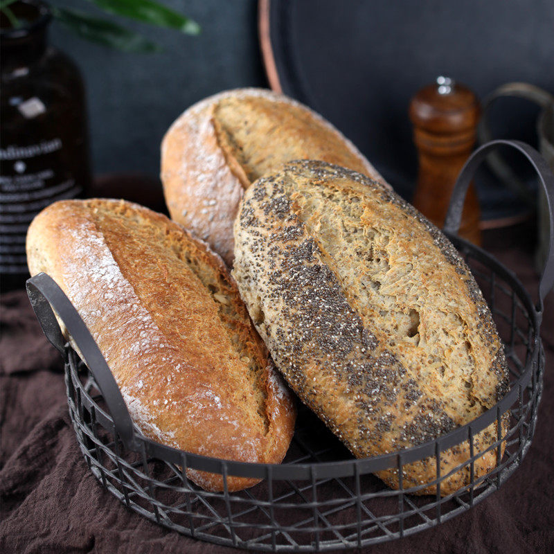 纯全麦面包亚麻籽包无糖精无加油奇亚籽餐包饱腹粗粮胚芽硬欧面包