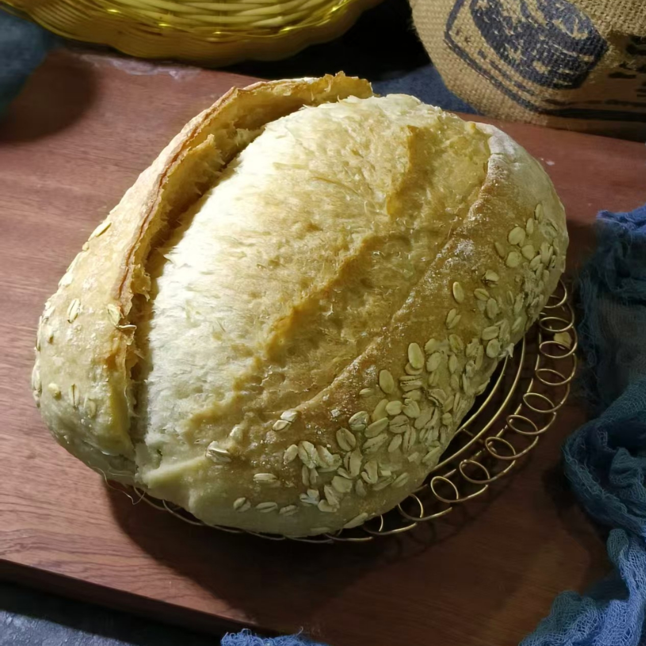 莜麦酸种欧包天然酵母菌油麦面包