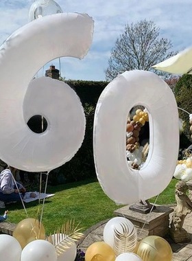 ins风生日数字气球32寸白色大铝膜儿童周岁派对装饰布置拍照道具