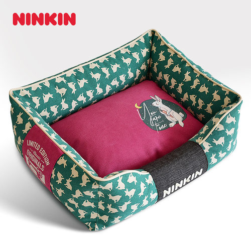 ninkin棉质帆布可拆洗斗牛宠物窝