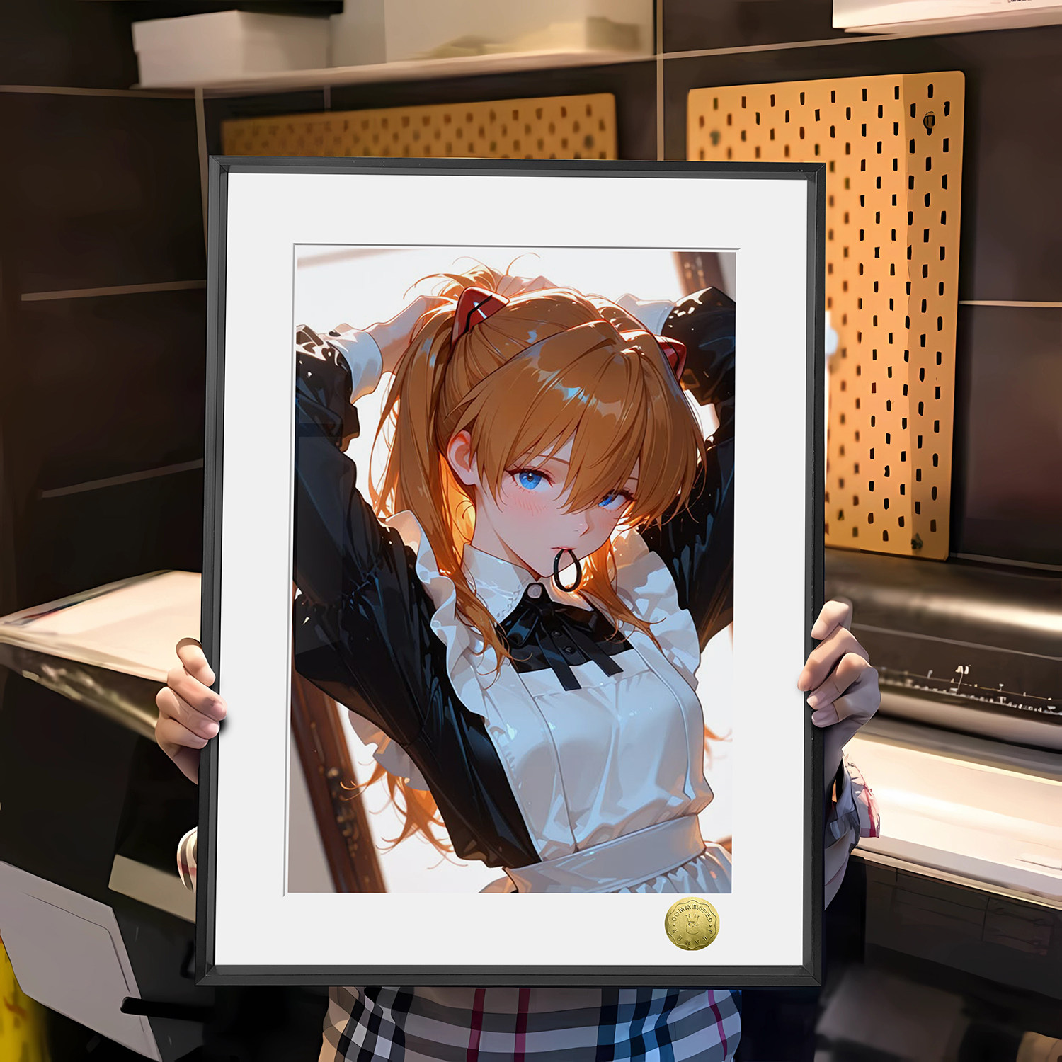 明日香女仆橙光束发同人周边装饰画