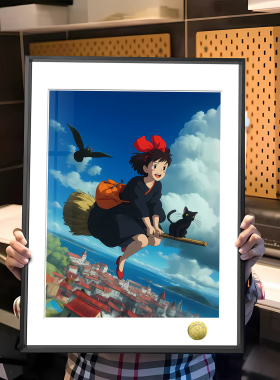 魔女宅急便小魔女琪琪与黑猫吉吉修行之旅周边装饰画