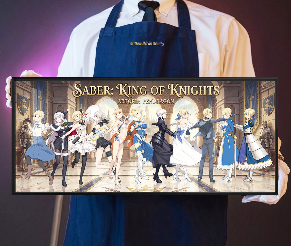 saber吾王Fate命运之夜阿尔托莉雅换装全家福地毯鼠标垫装饰画