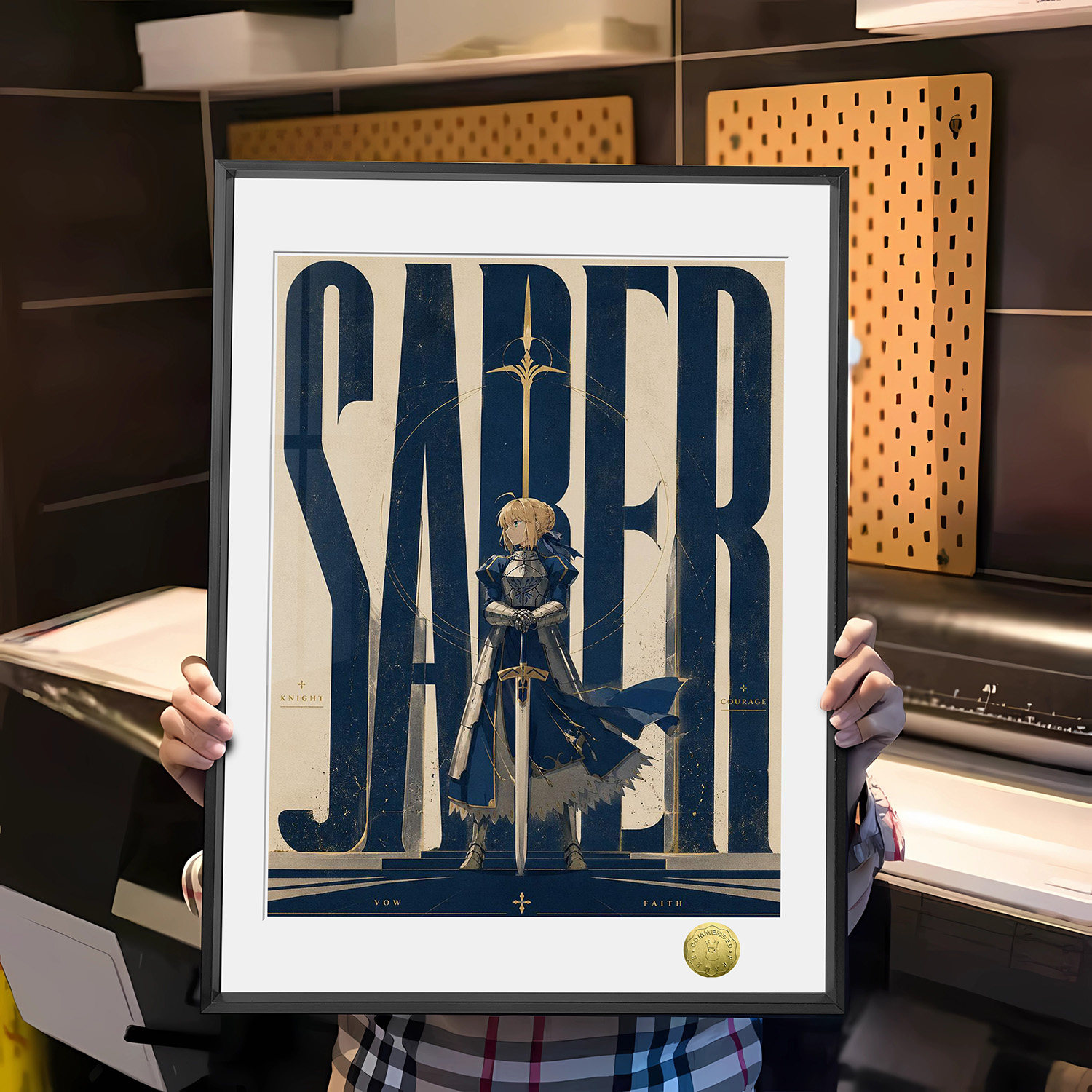 Fate吾王 复古海报Saber同人周边装饰画
