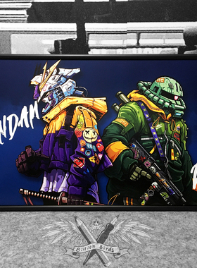 高达&扎古机动战士高达扎古潮玩手办街头GUNDAM背景装饰画