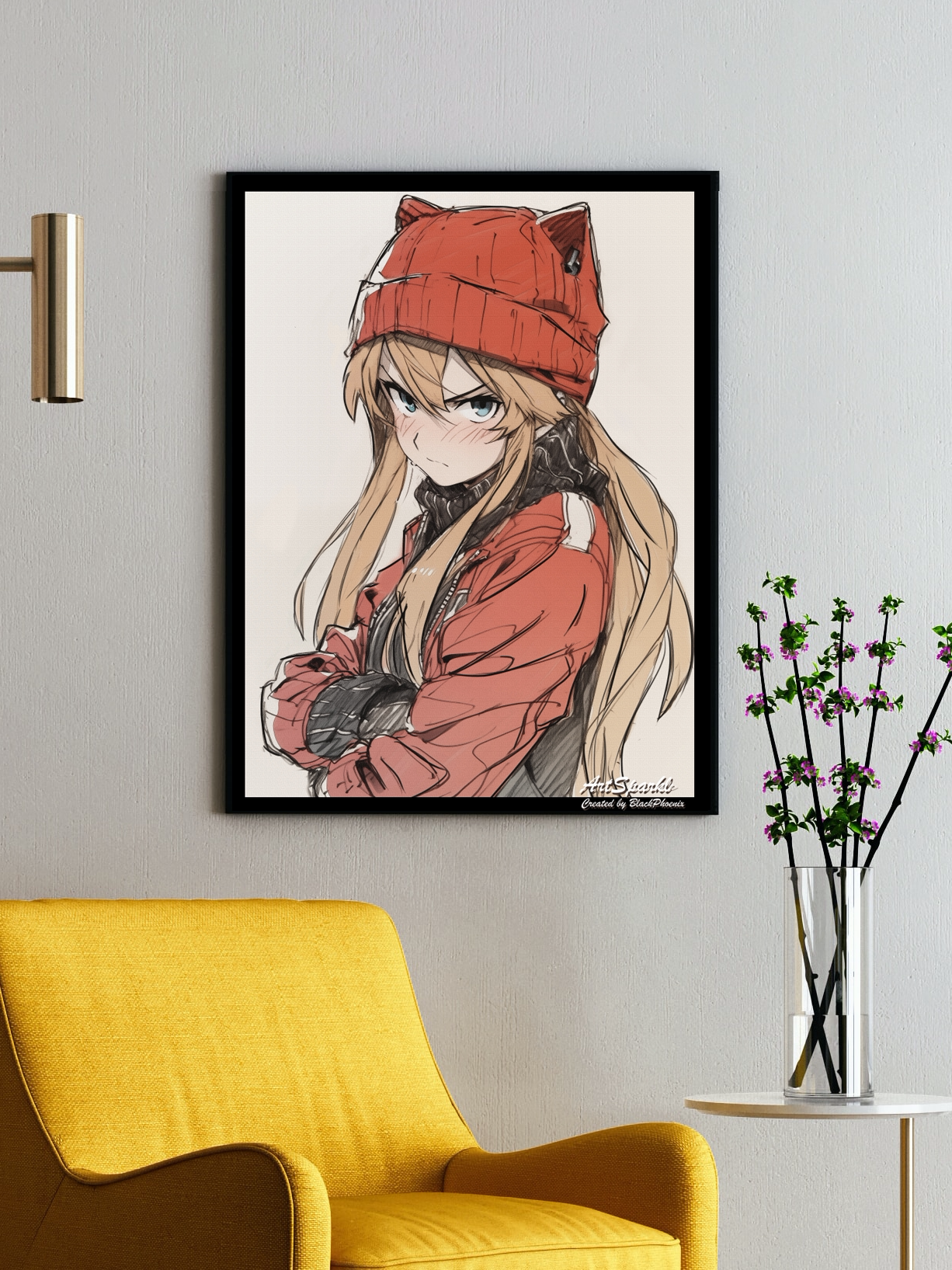 动漫二次元eva死神鬼灭人气角色人物特写素描速写潮服原创装饰画